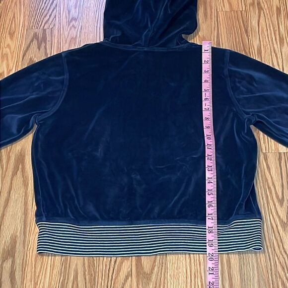 Norton Studio Petites Velour Zip Navy Hoodie, PS - Picture 5 of 5